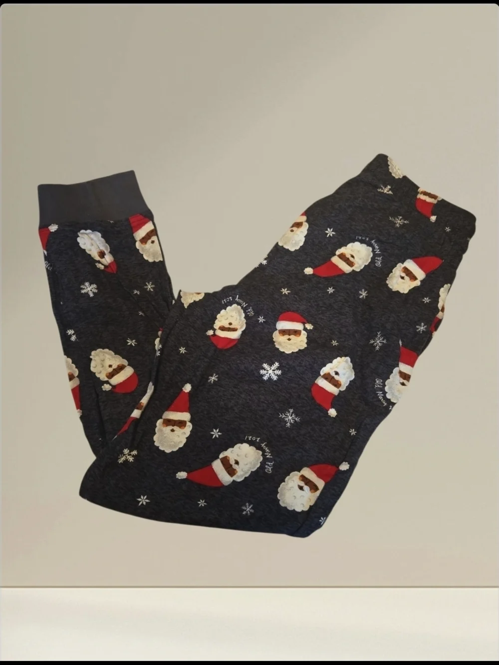 Old Navy Dark Gray Santa Print Lounge Pants-Size SM EUC